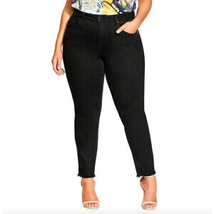 Chic Denim Harley Costa Mid Rise Crop Straight Jeans Black Plus Size 20 NWT
